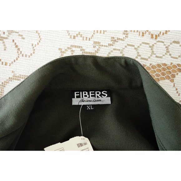 Vtg 00s Y2K Fibers Barbara Lesser Olive Green Twill Zip Jacket Extra Large NWT - Picture 3 of 3